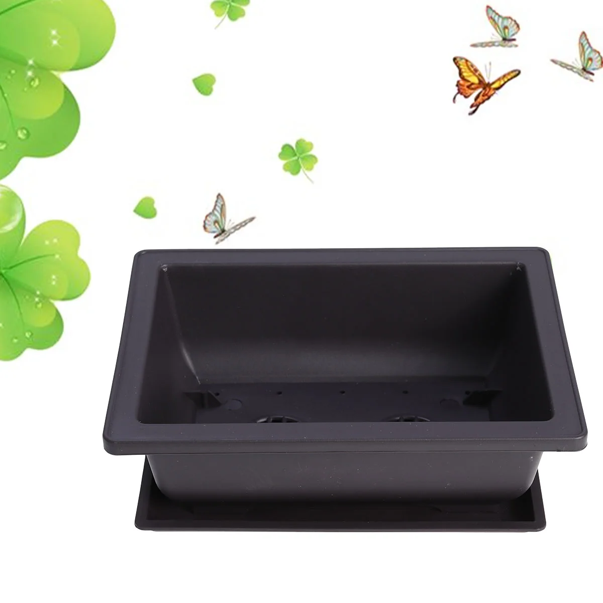 

Window Planter Box with Saucer Rectangular Pot 3pcs Watering Container for Plants Indoor Plants African Violets