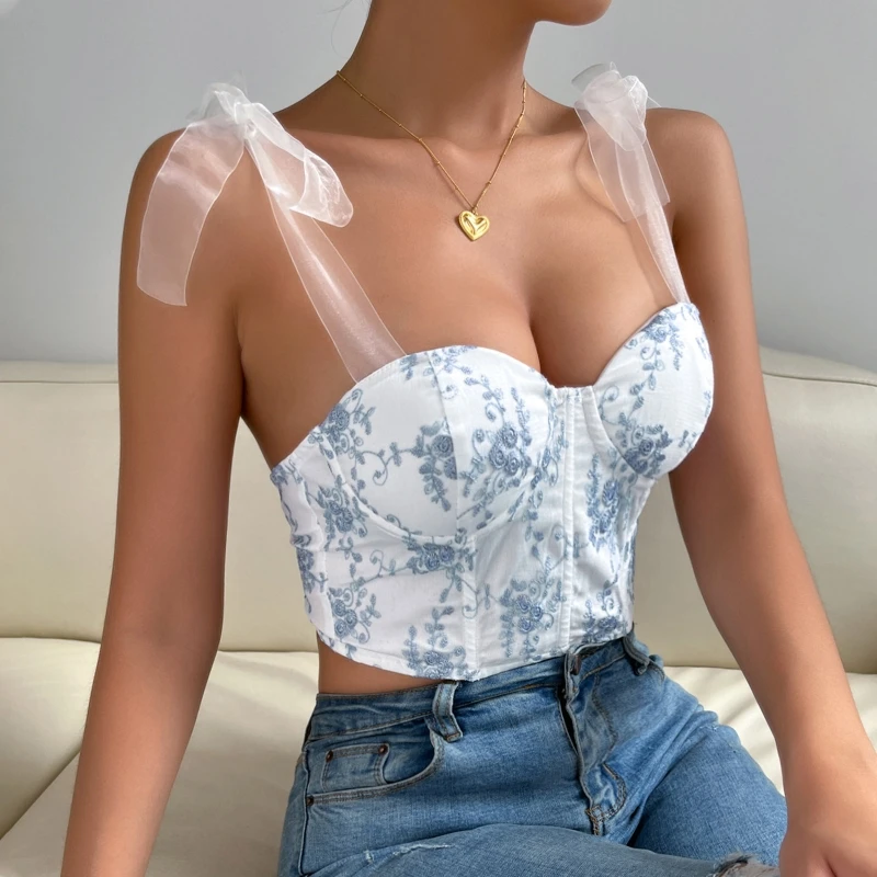 Женские майки милые кроп-топы на шнуровке бретельках футболка без рукавов