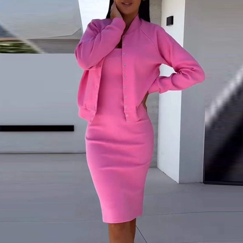 Повседневное пальто с длинными рукавами и подтяжками комплект платья осенний