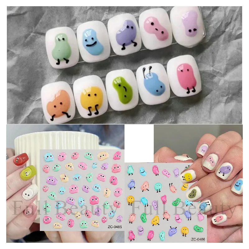 

1pcs 5D Gummy Gule Nail Stickers Decals 3D Kawaii Bear Butterfly Love Spring Design Manicure Tattoo Nail Art Sliders Decorations