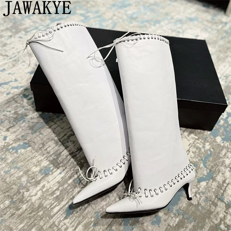 Женские сапоги-Челси из натуральной кожи черные белые сапоги до колена с острым