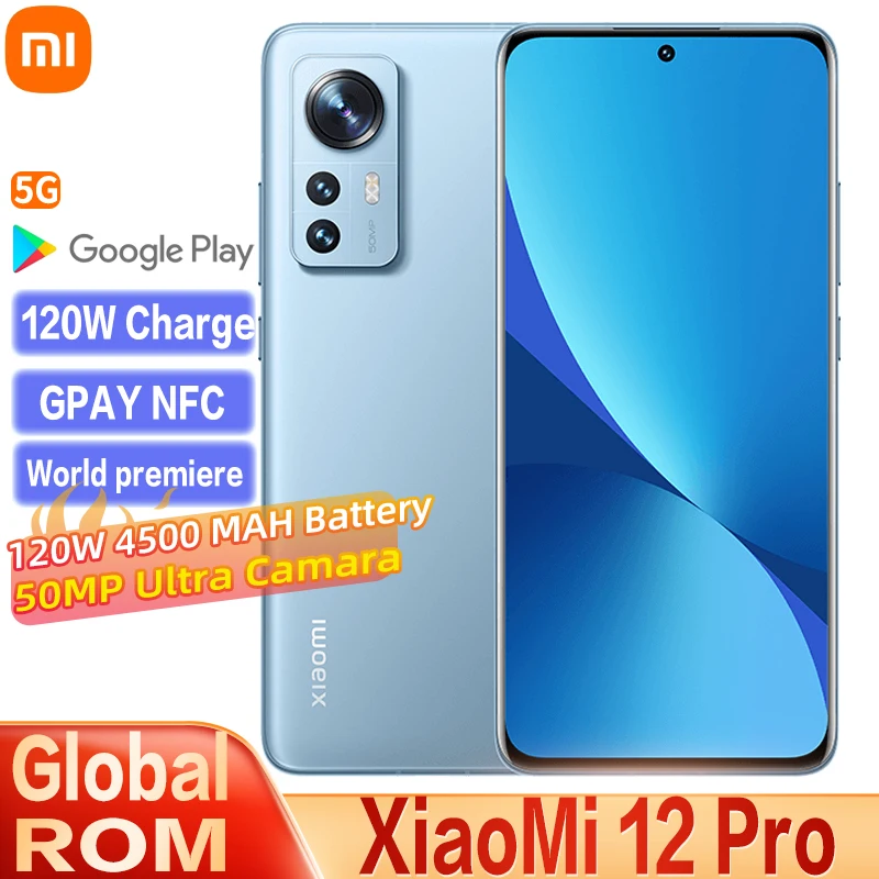 Global ROM Xiaomi Mi 12 Pro Snapdragon 8 Gen 1 Smartphone 128GB/256GB 120Hz AMOLED Display 120W Fast Charge NFC 50MP Camera