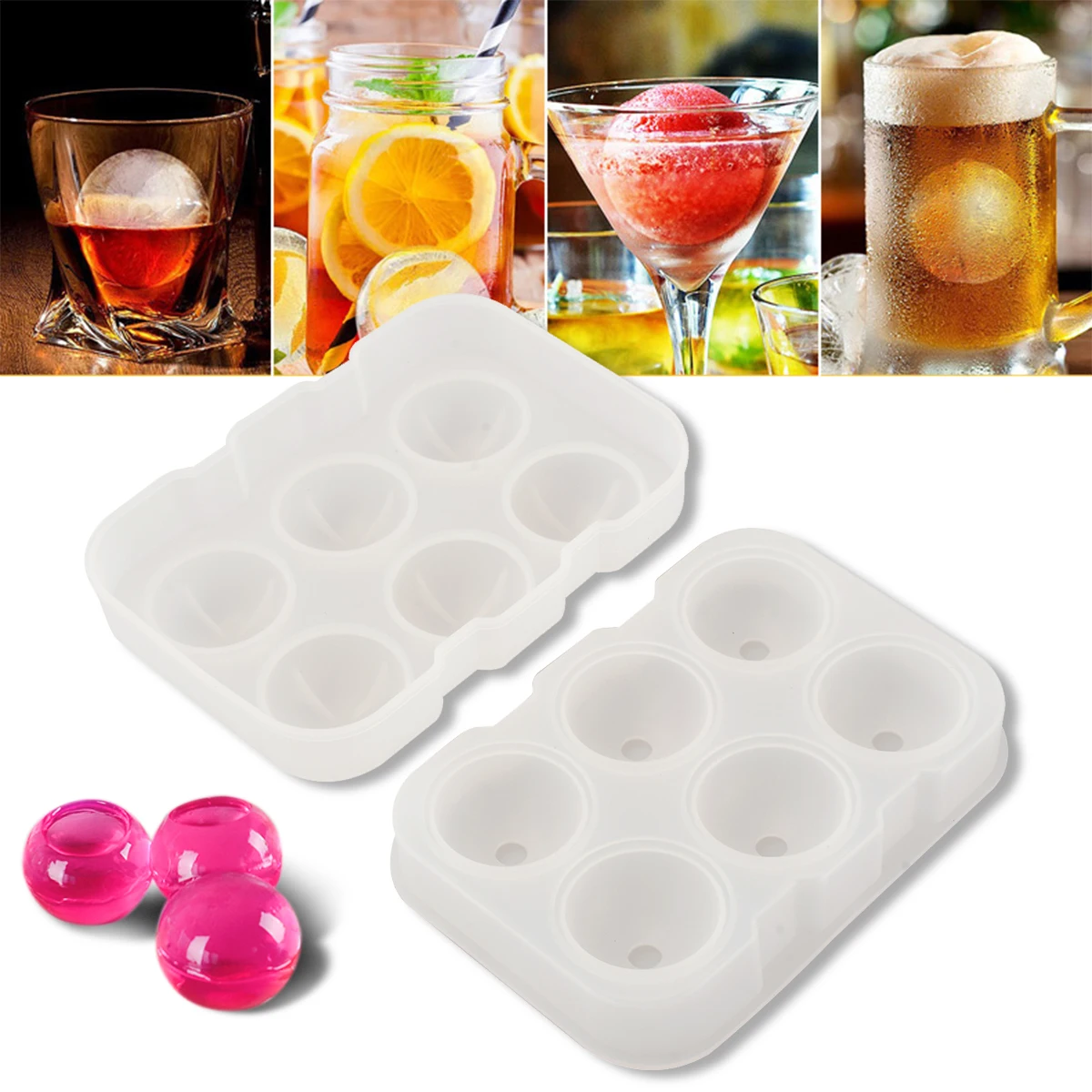 Силиконовая ледяная решетка 6 отверстий зеркальная силиконовая с шариками