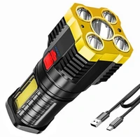 5 led super bright flashlight rechargeable 3 models multi function waterproof led long range spotlight battery display cob light