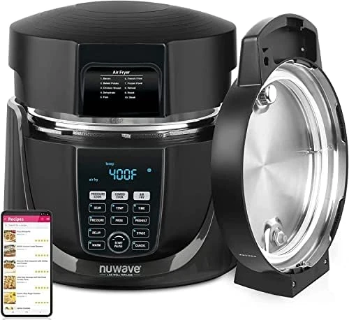 Pressure Cook and Air Fryer Combo Cook; Stainless Steel Pot & Rack; Non-Stick Air Fryer Basket; Steam, Sear, Saute, Slow Coo
