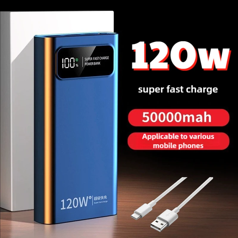 Фото 120 Вт 200000 Портативный внешний аккумулятор мАч Power Bank с быстрой зарядкой PD 20 Вт для мобильного телефона IPhone 16 Xiaomi Samsung Powerbank для ноутбука №1