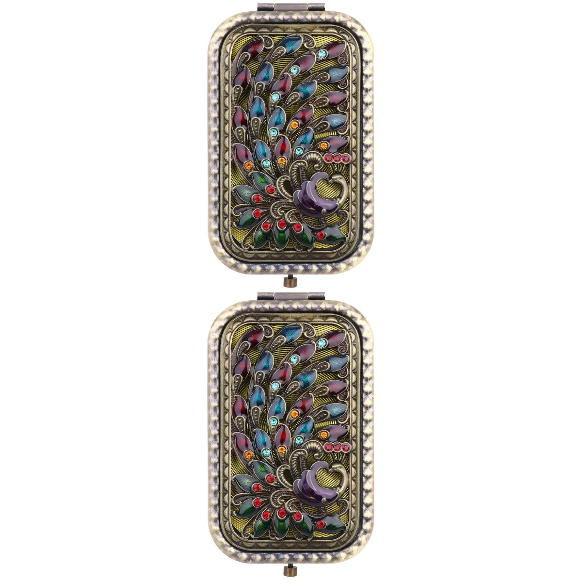 

Mirror Compact Vintage Makeup Handheld Mini Purse Portable S Rhinestone Travel Folding Foldable Mirrors Double Side Embossed