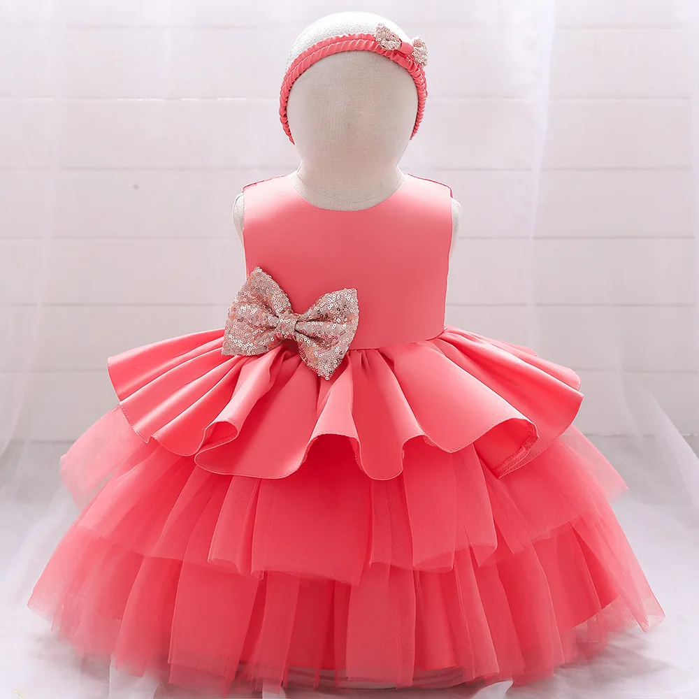 

2022 New Girl's Elegant Temperament Dress Skirt Open Back Mesh Tutu Skirt Big Bow Girl Princess Dress Catwalk Dress