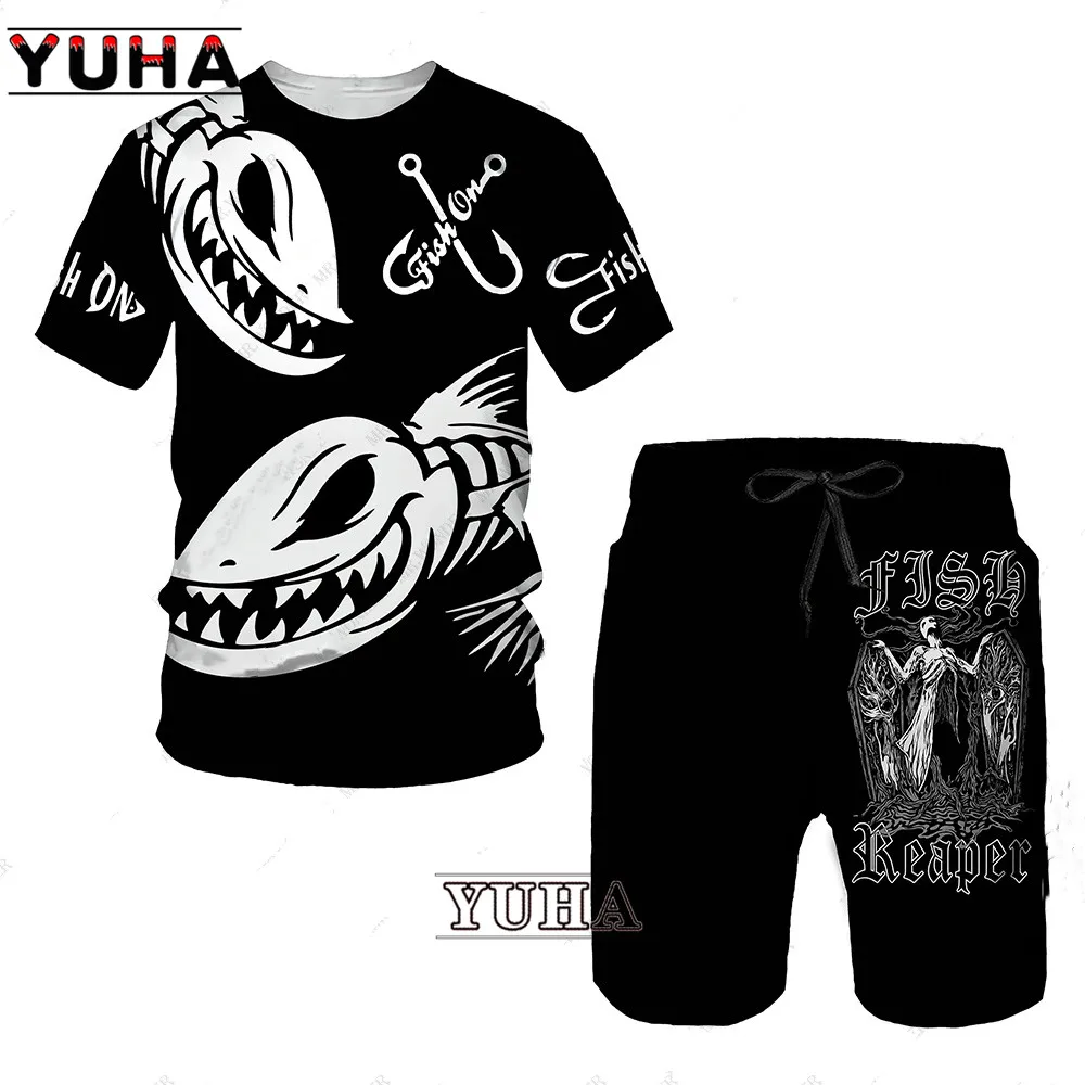 Carp Fishing 3D Printed Summer Funny T-shirt Shorts Set Men's Sportswear Tracksuits O Neck Short Sleeve Cool Men's Clothin