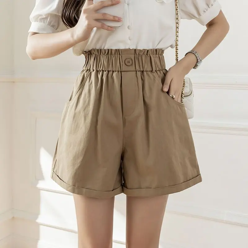 High Waist Womens Shorts Yellow Baggy Loose Short Pants for Women To Wear Elastic Wide Outdoor Y2k Harajuku Trend 2023 Clothing