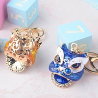 2022 new cute alloy electroplaed lion fashion woman mens unisex bag keyring plush keychain car charm key chain gift pendant