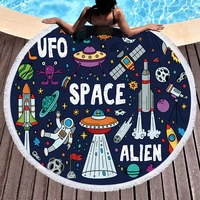 towel beach towel shawl fast drying swimming gym camping big round beach space ufo alien 3d all over printed beach towel 03