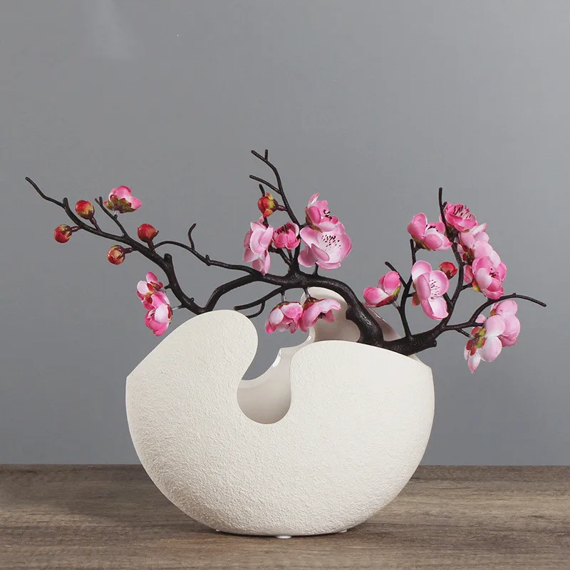 

White Simple Ceramic Eggshell Vase Modern Simple Creative Flower Ware Fashion Home Decoration Living Room Tv Cabinet Furnishings