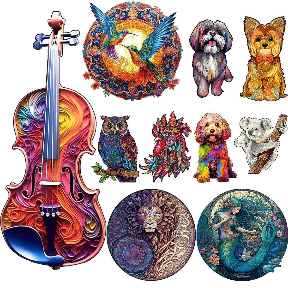 Пазлы деревянные в форме животных популярный стиль для детей и взрослых яркие