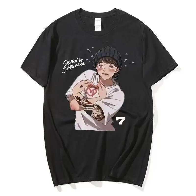 Kpop Jungkook мультяшная футболка семь симпатичных футболок унисекс хлопковая