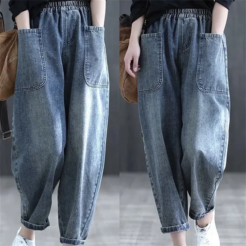 Джинсы женские в литературном стиле модные брюки из денима ретро повседневные