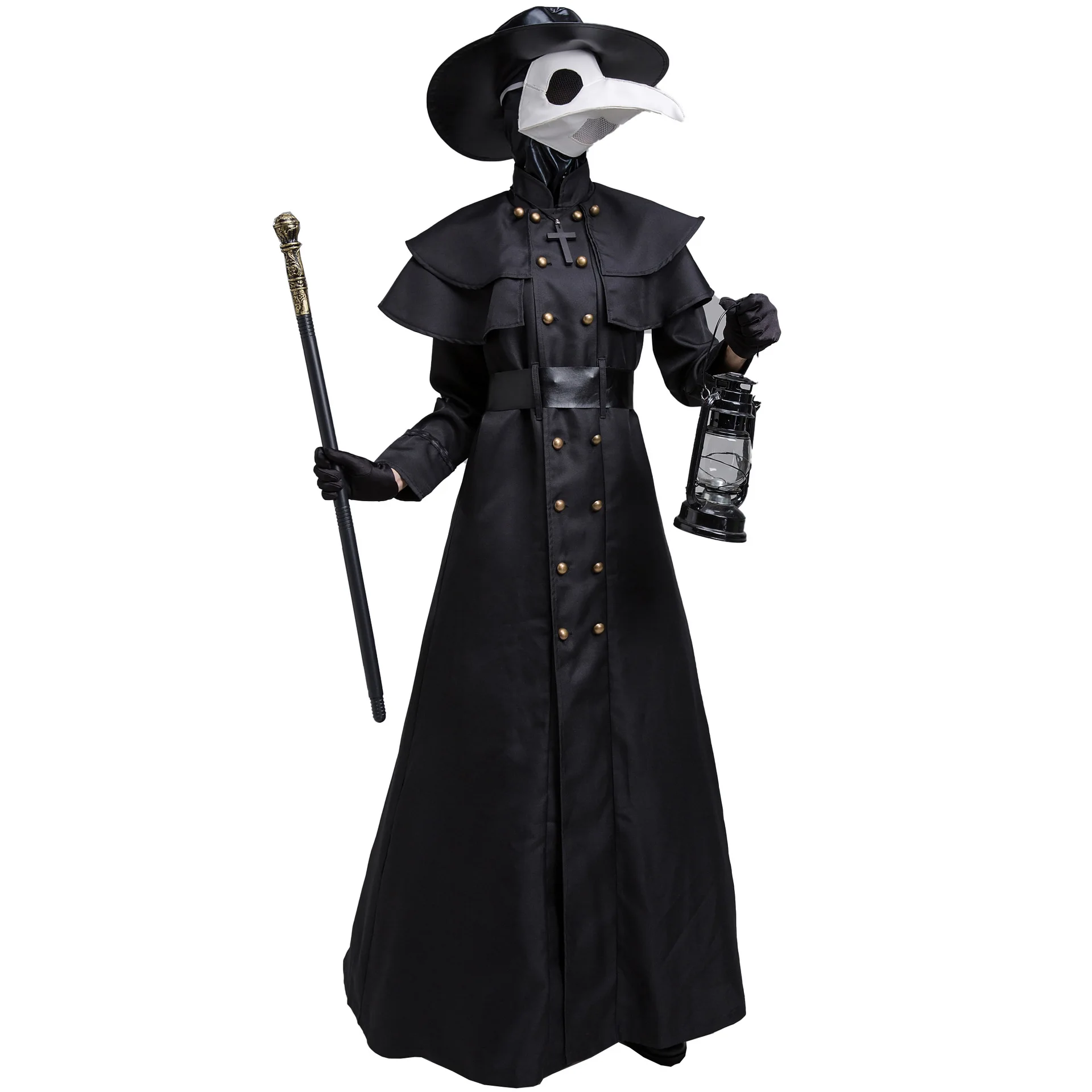 

Medieval Steampunk Halloween Adult Plague Doctor Crow Beak Movie Costume