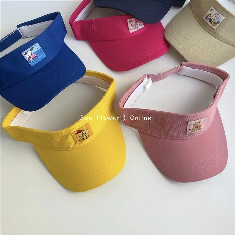 

Sanrio Summer Breathable Air Adjustable Sun Hats Hello Kitty My Melody Cinnamoroll Pom Pom Purin Empty top Sunscreen Cap