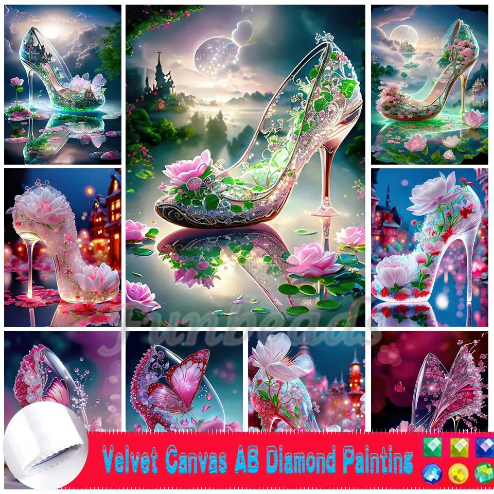 

Fantasy Landscape Velvet Canva AB Diamond Painting DIY Mosaic Diamond Embroidery Dream Princess Shoes 5D Cross Stitch Home Decor