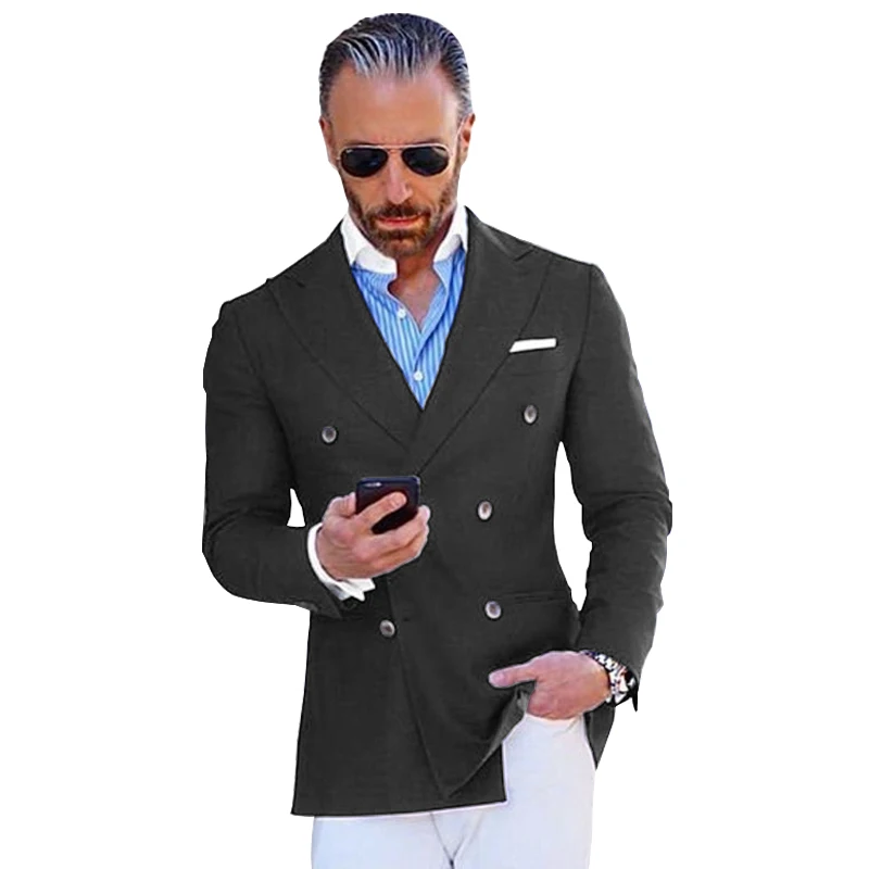 Men's Suit Wedding Groom Tuxedo Men's Blazer Clothes Double Breasted Jacket Formal Business Tops costume homme