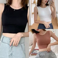 summer women tank top fashion crop top female seamless underwear sleeveless camis sexy lingerie tops padded camisole