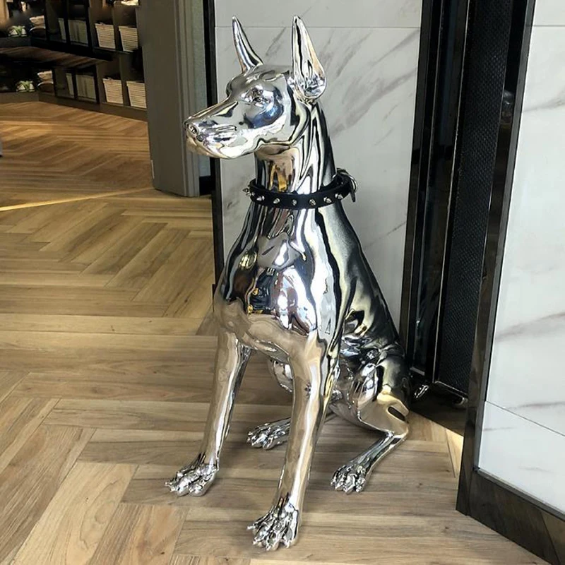 

78CM Home Decor Electroplate Resin Dog Sculpture Ornaments Large Landing Home Living Room Decoration Statues European