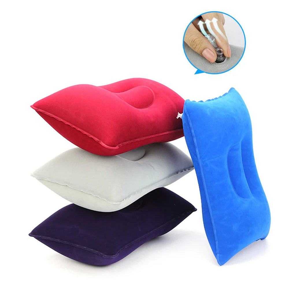 

Inflatable Air Pillow Bed Sleeping Camping Pillow PVC Nylon Neck Stretcher Backrest Pillow for Travel Plane Head Rest Support