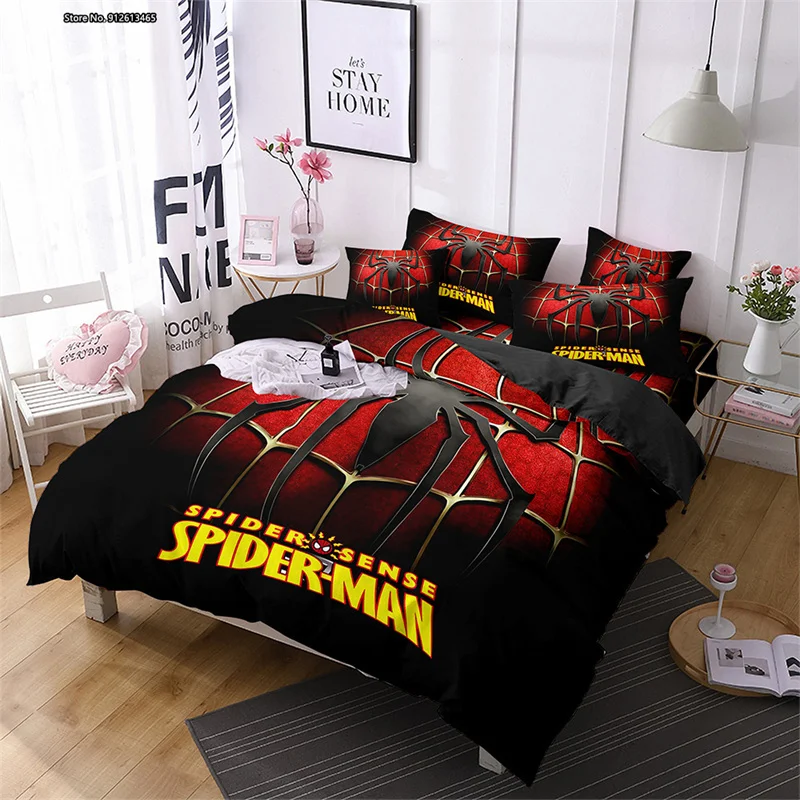 

New Spiderman Print Bedding Set 2/3 PCS Marvel Movies Digital Printed Baby Duvet Cover Pillowcase Multisize Home Textile