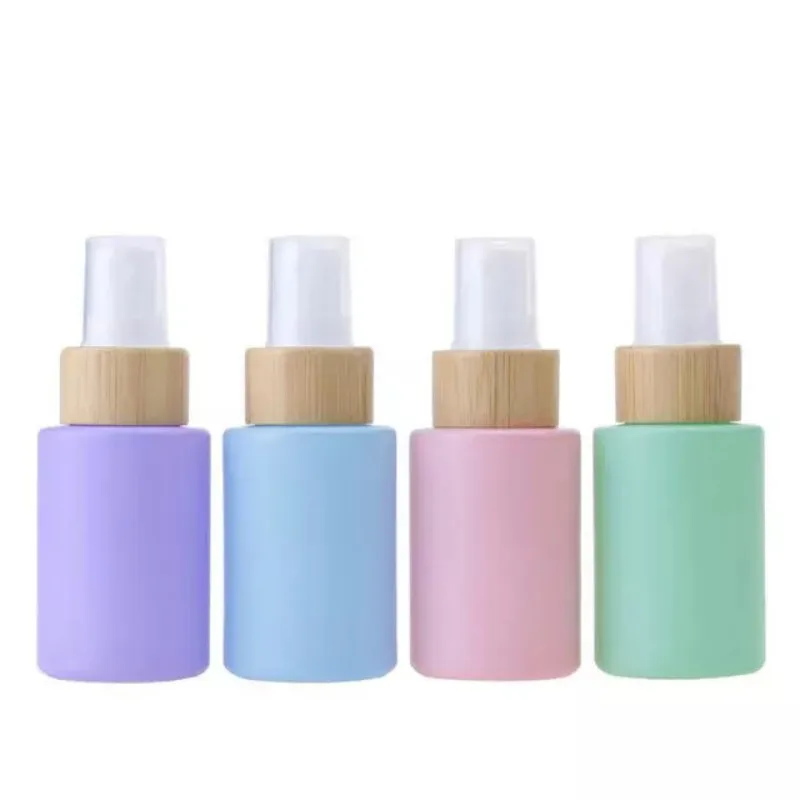 

30ml 1oz Empty Frosted Glass Perfume Mist Spray Pump Bottle with Bamboo Lid Refilable Lotion Emulsion Essential Oil TravelBottle