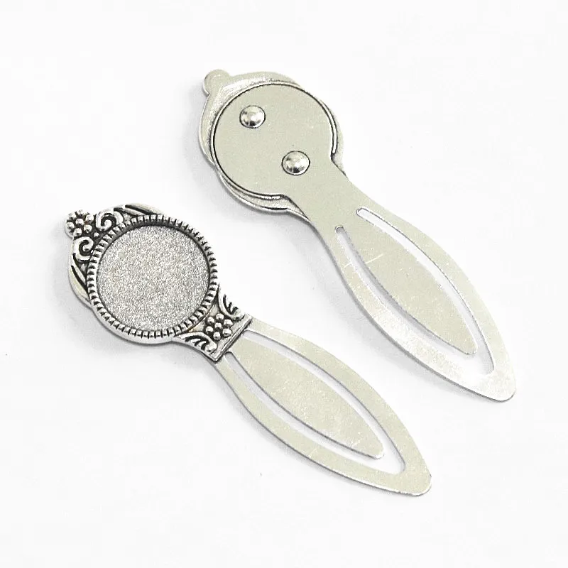 8PCS 20MM Inner Size Antique Silver Plated Bronze Color Bookmark Base Cameo Setting 82*24MM DIY Jewelry Accessories