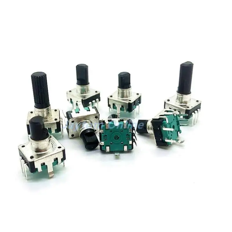 

100pcs 360 Degree Potentiometer EC12 Rotary Encoder Audio Coding 5Pin 24 Position With Push Button 12/14/19mm Half Shaf Shaft