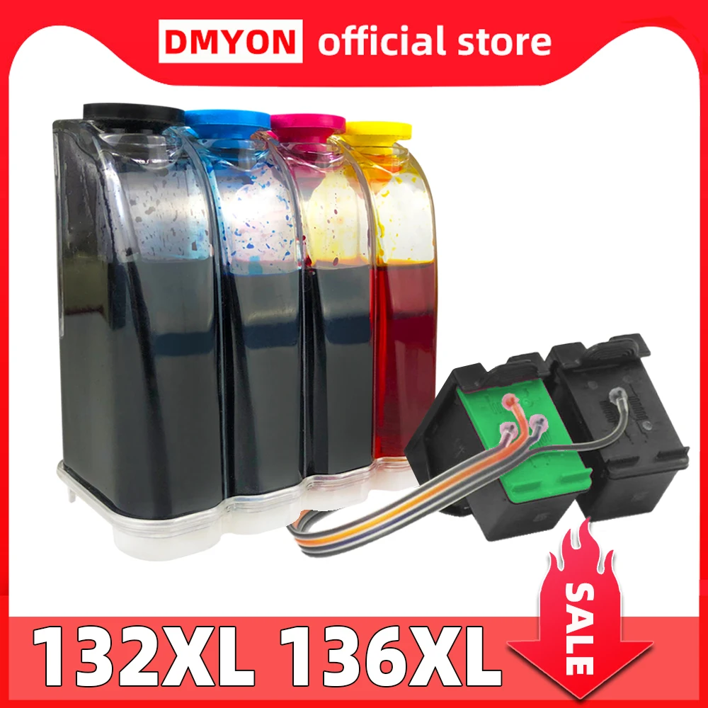 

CISS 132 136 Compatible for Hp Ink Cartridge Officejet 6213 5443 D4163 Photosmart 2573 C3183 D5163 1513 1513s Printers