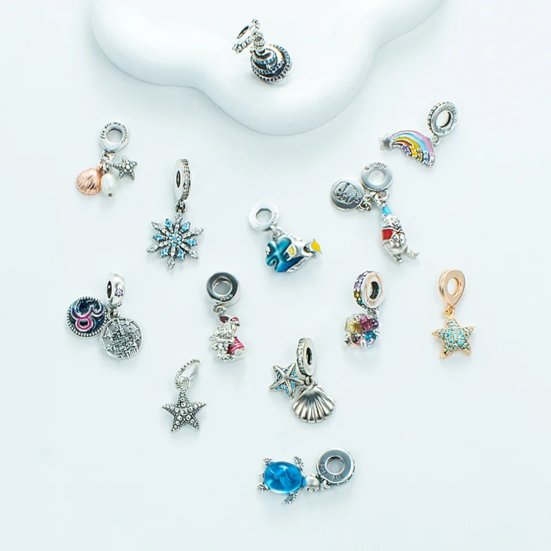 

Fit the original Pandora's DIY Disney Collection Beaded s925 sterling Silver Tropical Starfish and shell Pendant String ornament