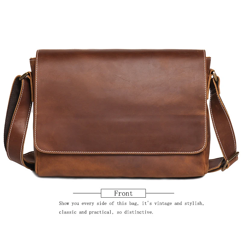 Vintage Men's Casual Crazy Horse Leather shoulder bag Large capacity Messenger Bag Crossbody bag 30166