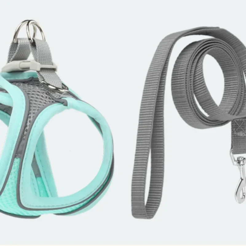 Дышащая шлейка-поводок для маленьких собак регулируемый светоотражающий
