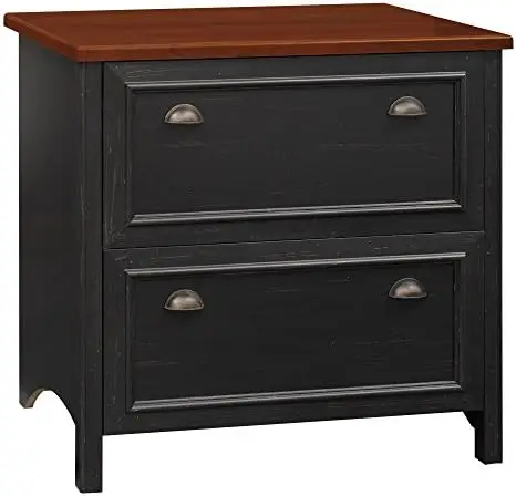 

2 Drawer Lateral File Cabinet in Antique White and Tea Maple