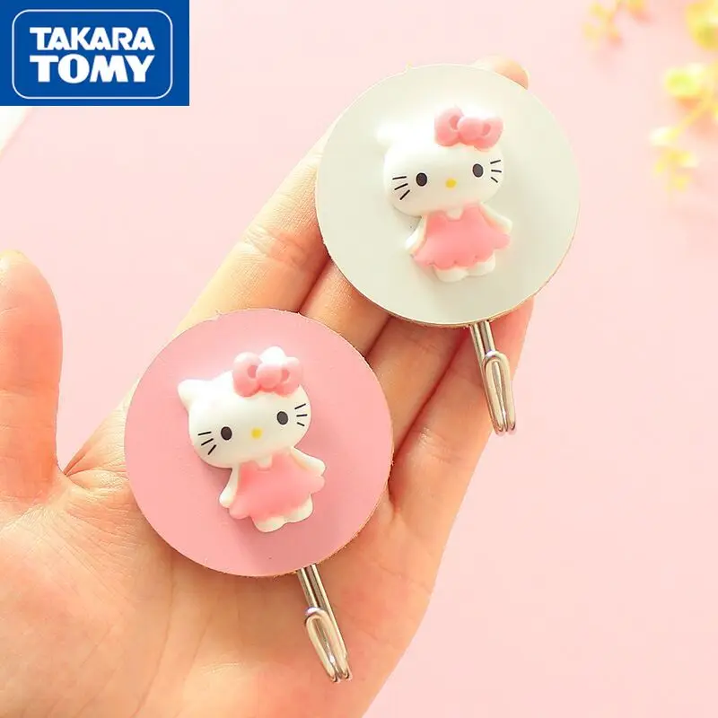 

TAKARA TOMY милый мультяшный Hello Kitty девушка креативный деревянный прочный клей крючок для стены двери бесплатно Дырокол крючок