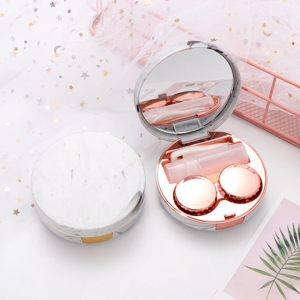 

1Pc Hot Cute Marble Stripe Contact Lens Case Travel Glasses Lenses Box For Unisex Eyes Care Kit Holder Container Support Gift