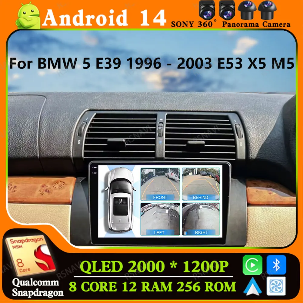 Andoird 14 Автомобильный радиоприемник для BMW M5 E39 E53 X5 1999-2006 DVD Стерео навигация 5G WIFI BT