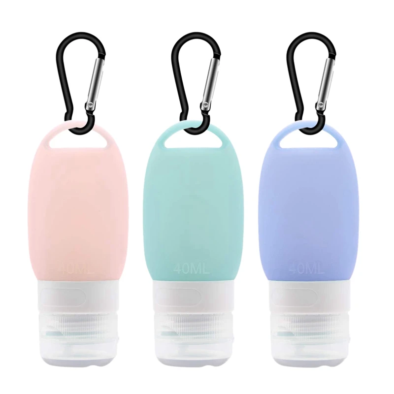 

3 Pcs Silicone Travel Bottles Leak Proof Squeezable Travel Tubes With Keychain Refillable Containers For Shampoo Lotion