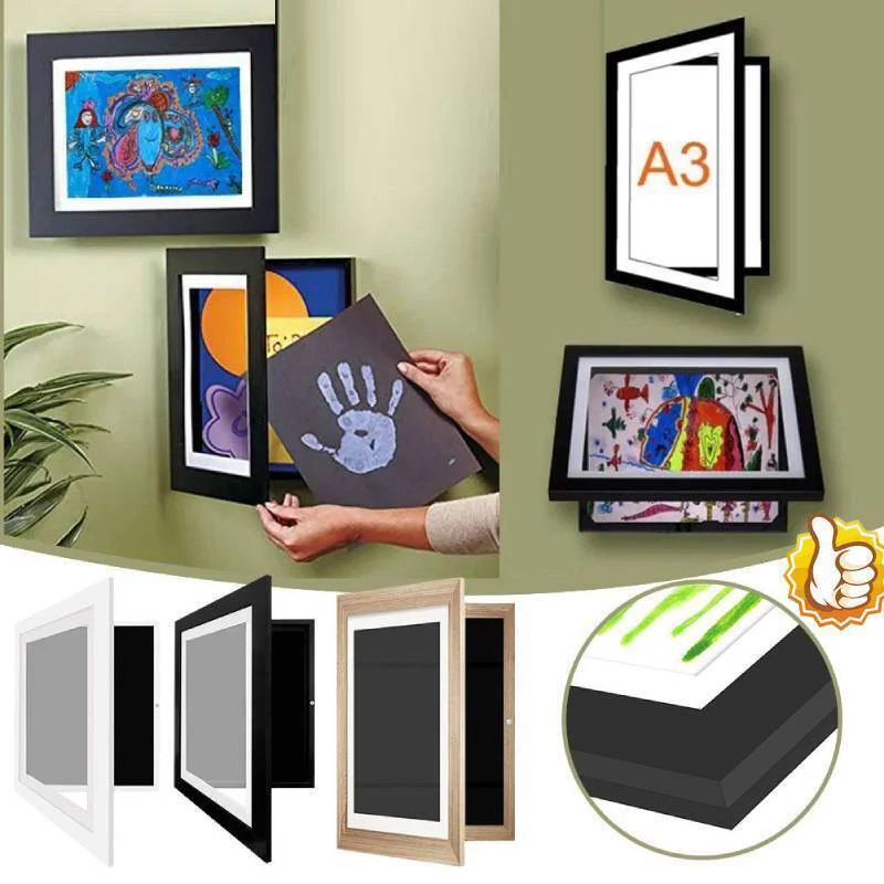 

New Children Art Frame Magnetic Front Open for Change Poster Photo Drawing Paintings Pictures Kids Artwork Storage Display Gift