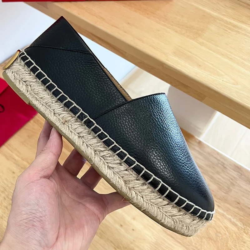 

Женские туфли на толстой подошве, Разноцветные Повседневные туфли из натуральной кожи с плетением из пеньковой веревки, простая обувь в рыб...