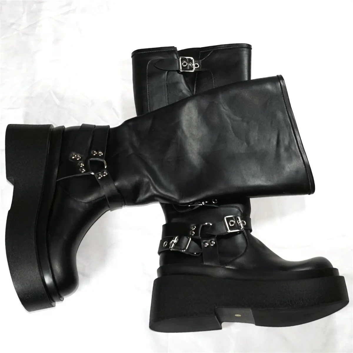 Thigh High Platform Pumps Shoes Women Slip On Wedges High Heel Knee High Boots Female Round Toe Fashion Sneakers Casual Shoes