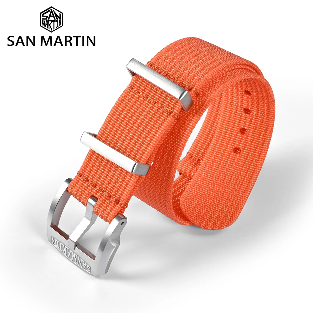 San Martin Nylon Loop Strap For Watch Nato Army Sport Watchband 20mm 22mm Woven 316L Stainless Steel Pin Buckle Correas BD0009