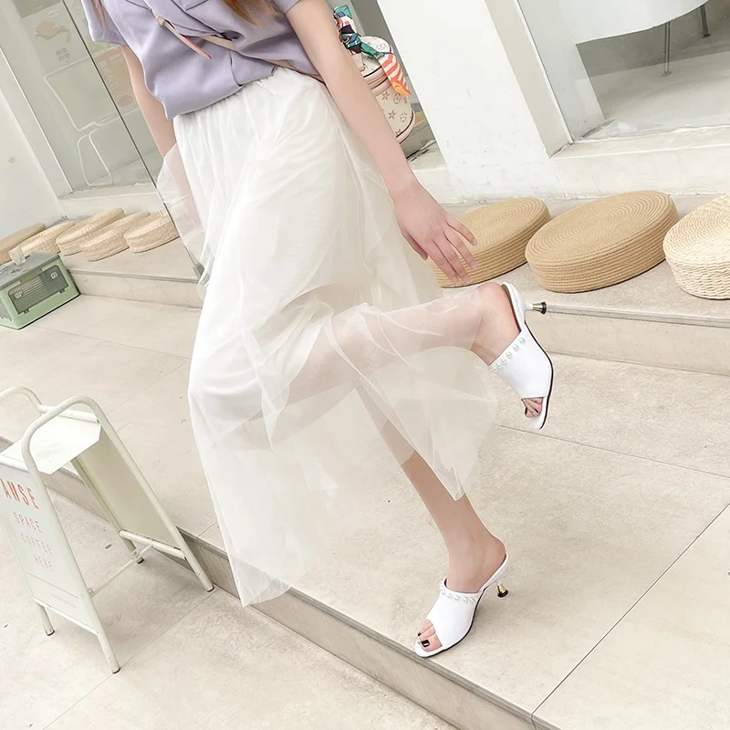 Шлепанцы женские из коровьей кожи роскошные пикантные сандалии вечерние