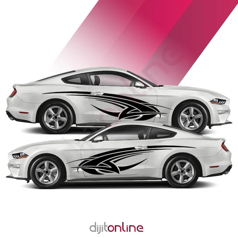 

2 x Tribal Side Door Decal - Car Side Stripe Sticker - 11 in x 55 in