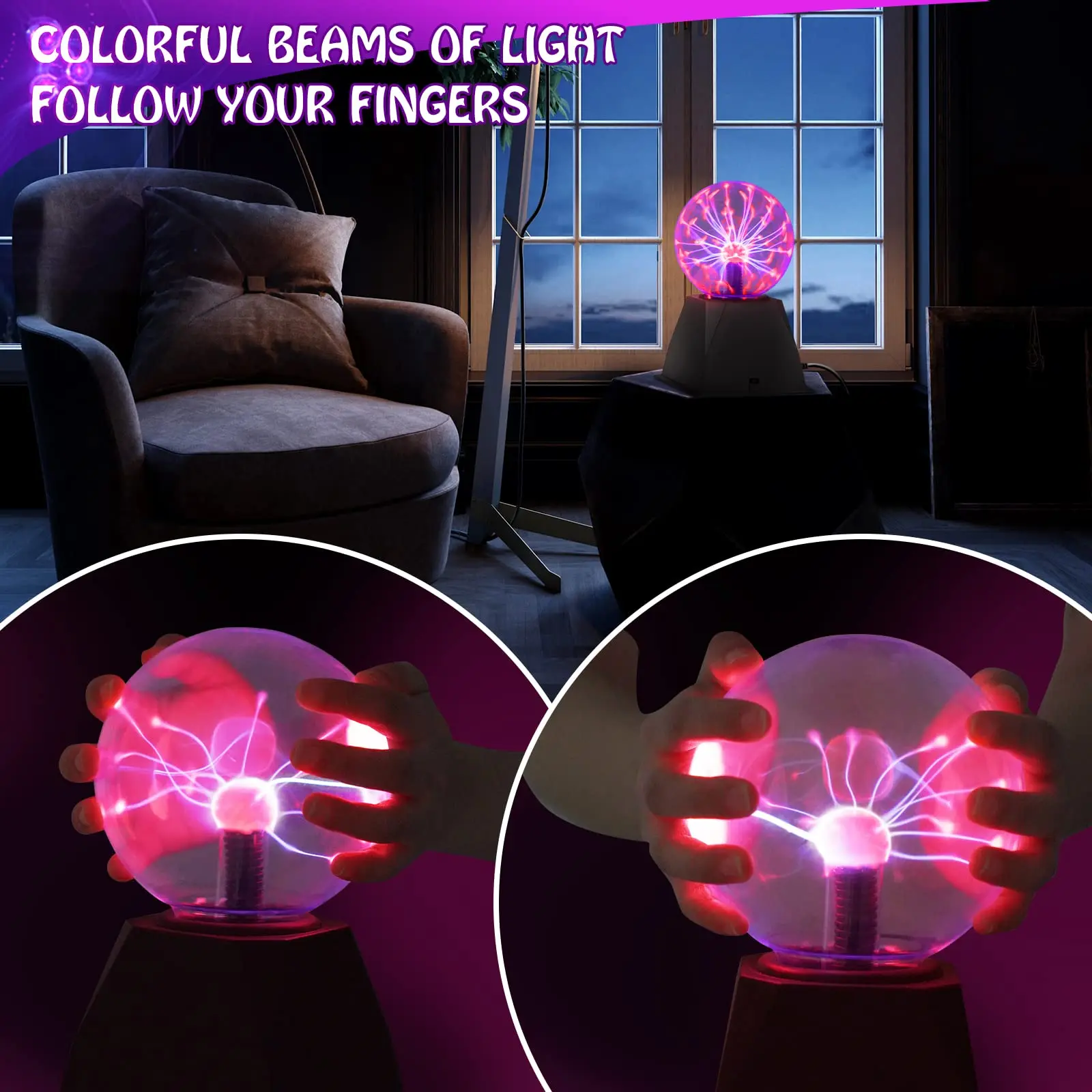 Плазменная шаровая лампа настольная Волшебная Туманность молния с сенсорной и