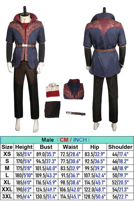 Костюм для косплея Baldur Cos ворота астарион мужской костюм фантазии маскировка