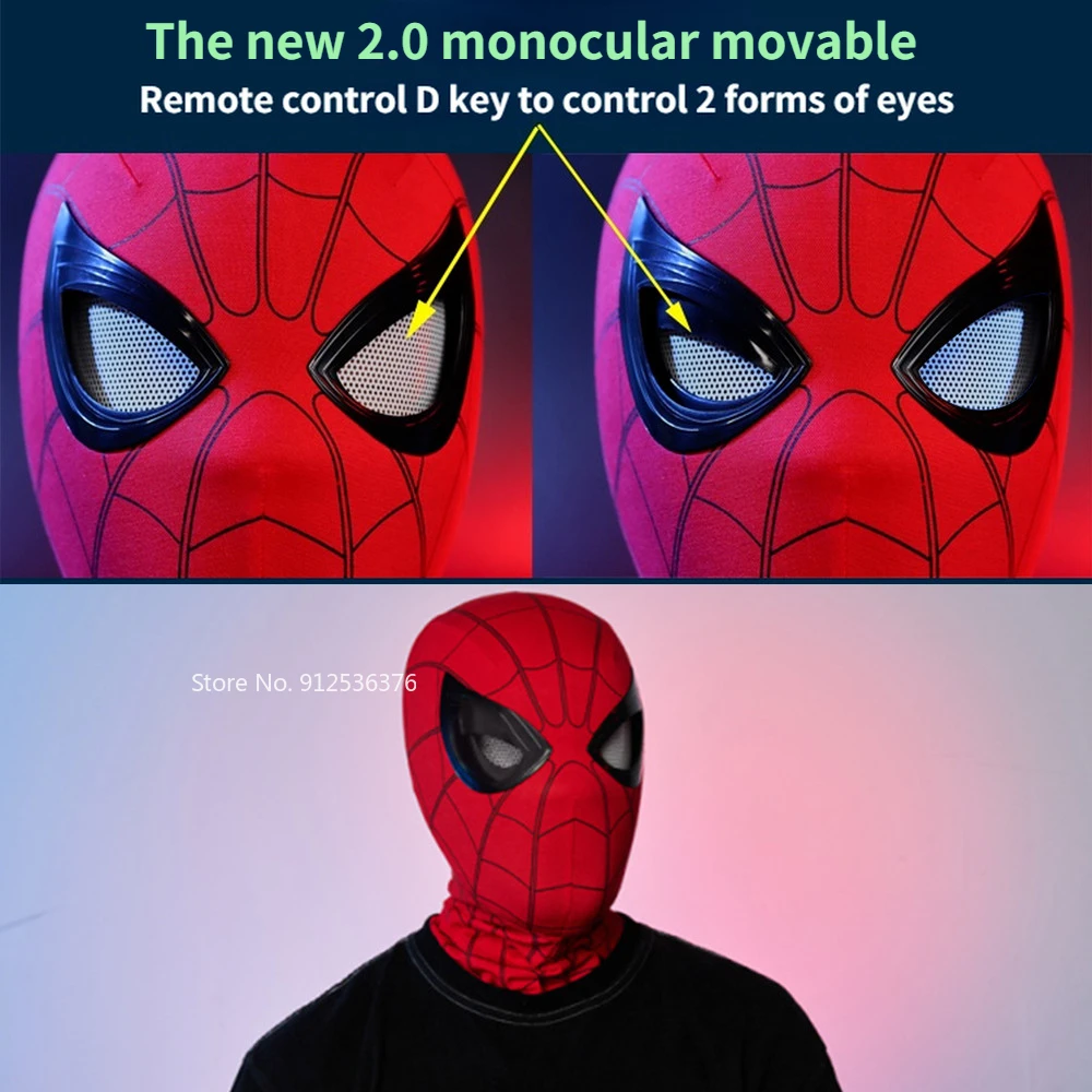 

Cattoys 1:1 SpiderMan Mask with Remote Control Movable Eyes Superhero Masks 2.0 Upgraded Monocular Movable Cosplay Men Gifts