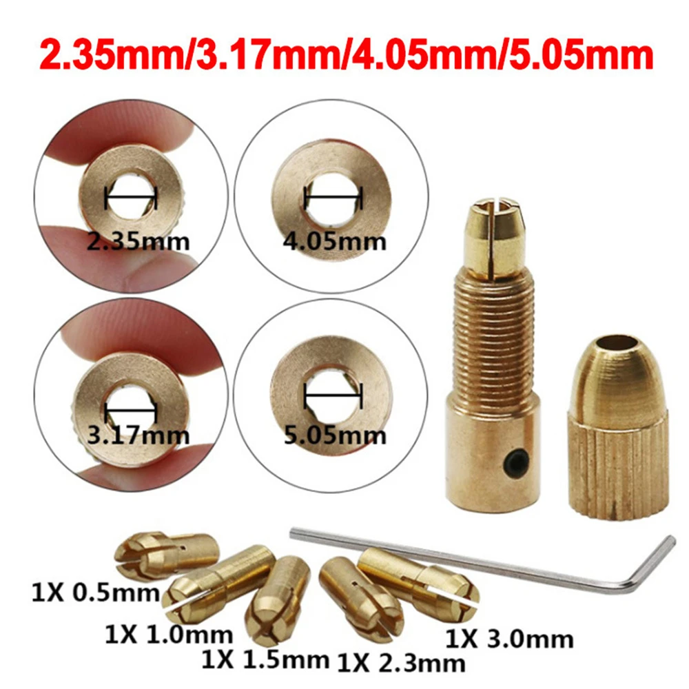 

7pcs 0.5-3mm Electric Drill Bit Kit Chuck Adapter Collet Mini Drilling Tool Drill Folder Copper Cap For Rotary Power Tools